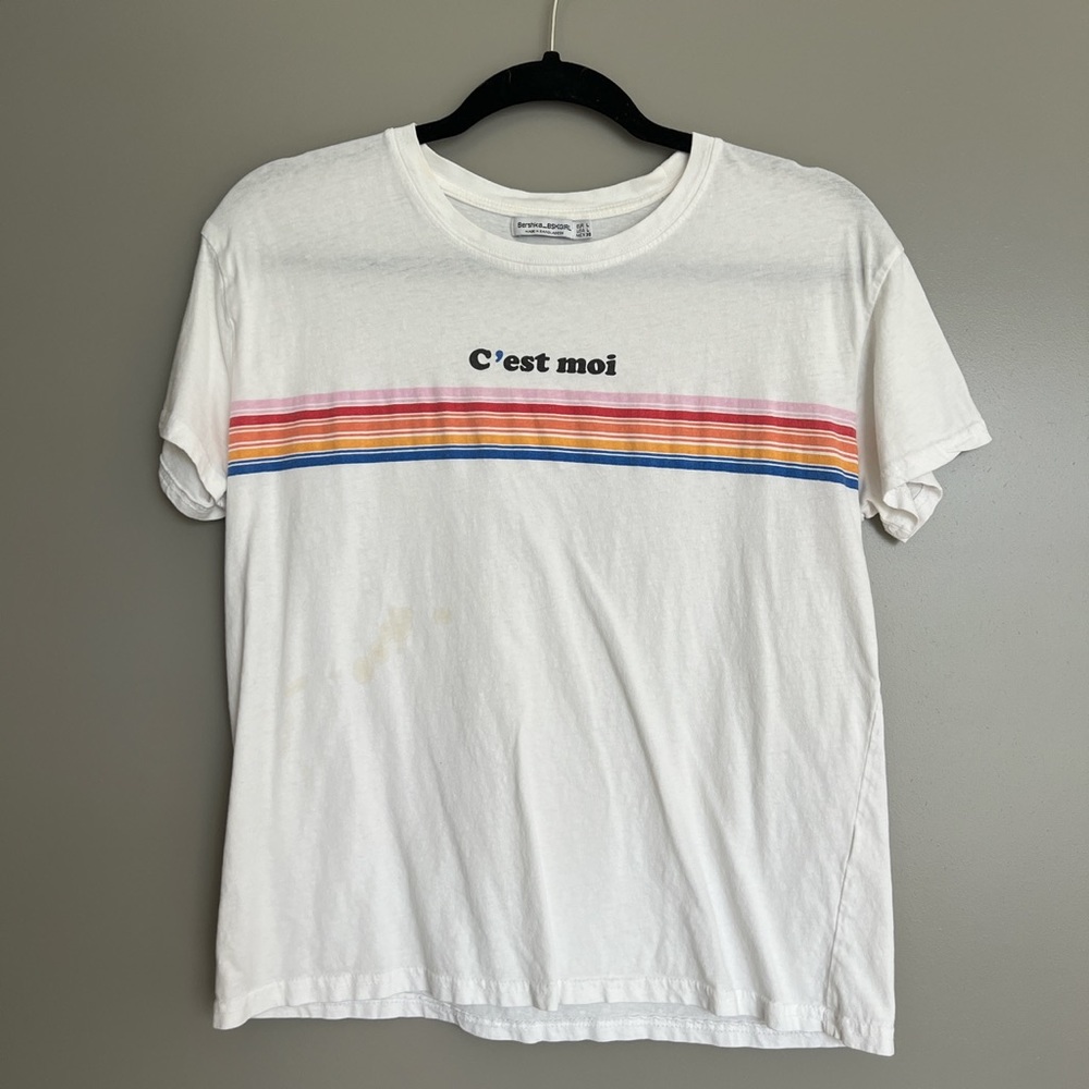 White Rainbow Stripe T-Shirt